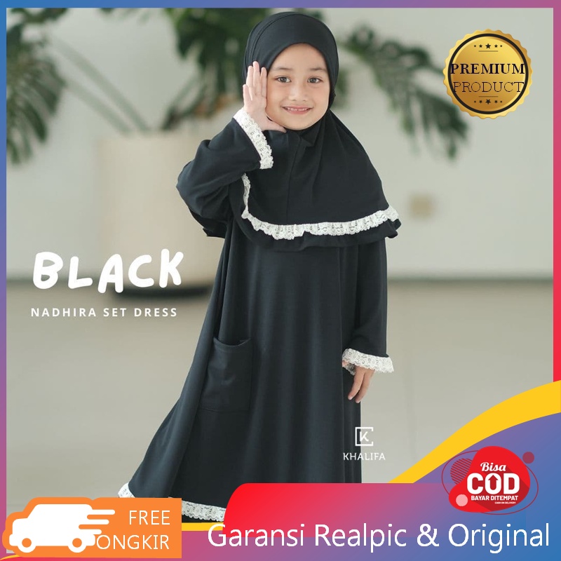 PROMO- NADHIRA SET DRESS- FOR KIDS -BY KHALIFA- BISA COD -gamis anak perempuan-baju gamis anak perem