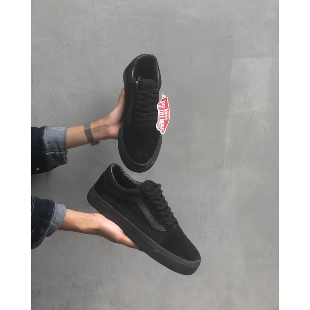 Sepatu Vans Oldskool Fullblack Hitam Sekolah Kerja Kuliah Black Mono Traning Paskibra Santai keren