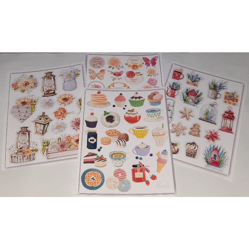 

Stiker aesthetic dessert dan lentera / stiker label lucu
