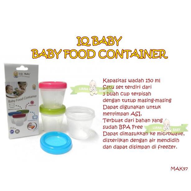 MAK97 IQ BABY BABY FOOD CONTAINER / STORAGE PENYIMPAN ASI DAN MPASI