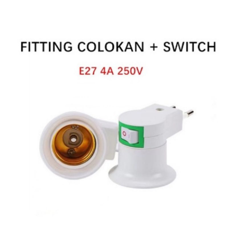 Fiting Lampu - Fitting Colok plus saklar on off - Putih SNI