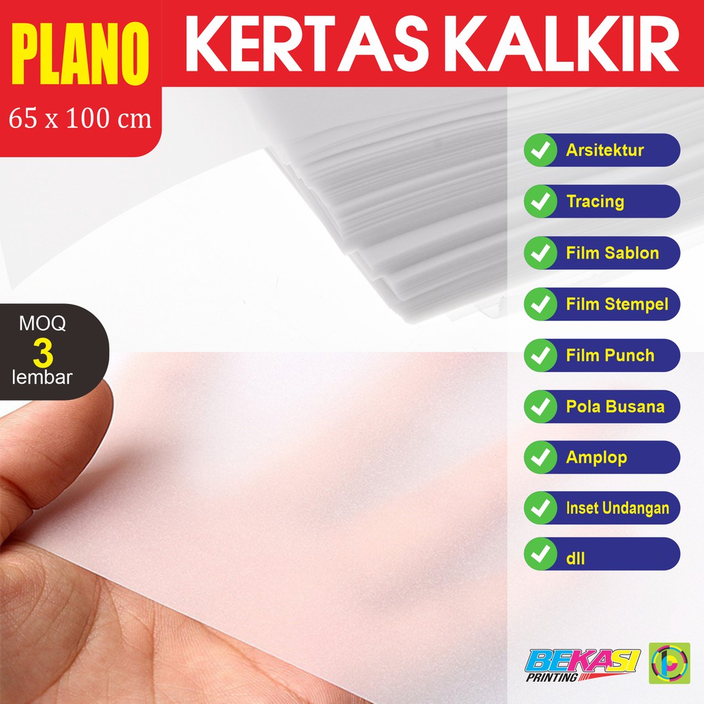 Kertas Gambar Pola Kalkir 80 GSM Ukuran Plano (100 x 65 cm) Calcir Tracing Paper