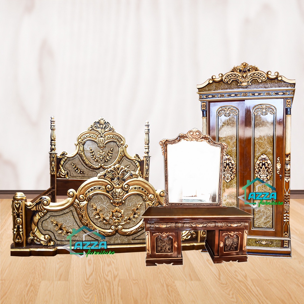 FURNITURE KAMAR TIDUR SET LEMARI PAKAIAN 2 PINTU KAYU JATI