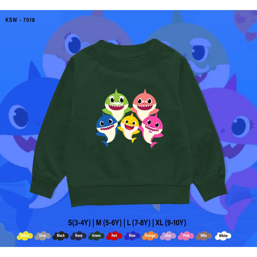 SWEATER TERBARU ANAK / SHARK HAPPY / SWEATER KIDS 1-10 TAHUN / BAHAN FLEECE PREMIUM / ADEM/ UNISEX / BISA CUSTOM