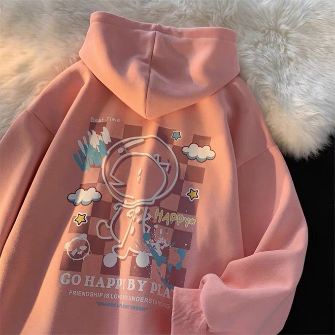 Promo Cod Hoodie Couple Pria Wanita Satuan Funny Cartoon Print Loose Hoodie Couple 2022 New Hanins Fashion Hoodie Coat for Men and Women