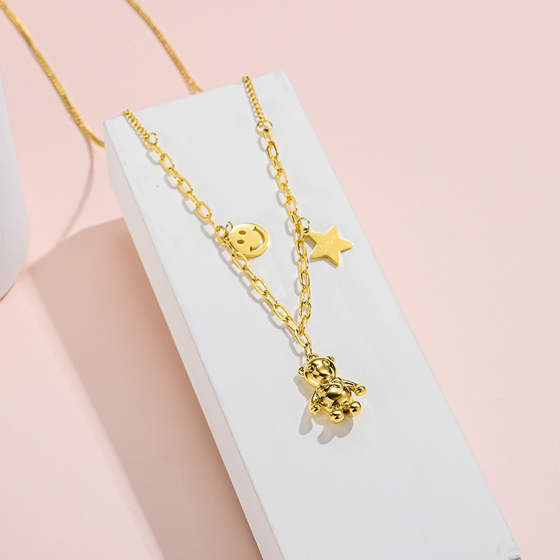 Kalung bear smile star titanium anti karat korea fashion