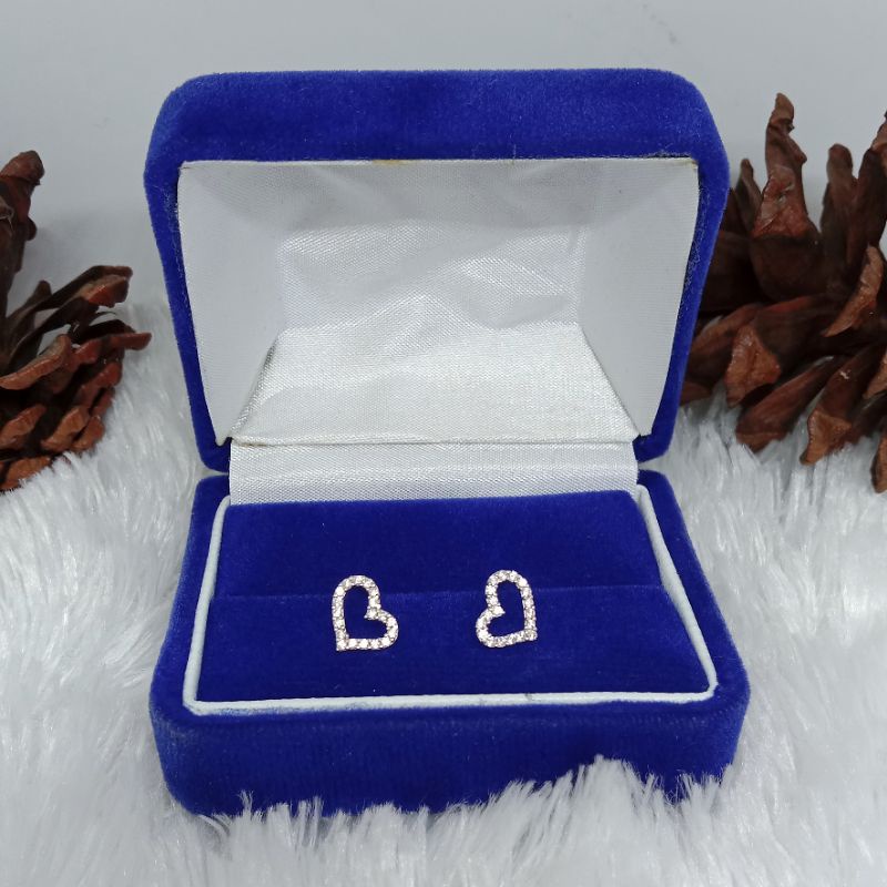 giwang love mata-mata, emas putih, kadar 375(8k)