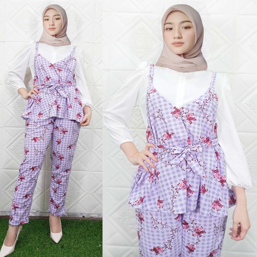 MORA ONE SET OVERALL DAN CELANA BUNGA GL FASHION