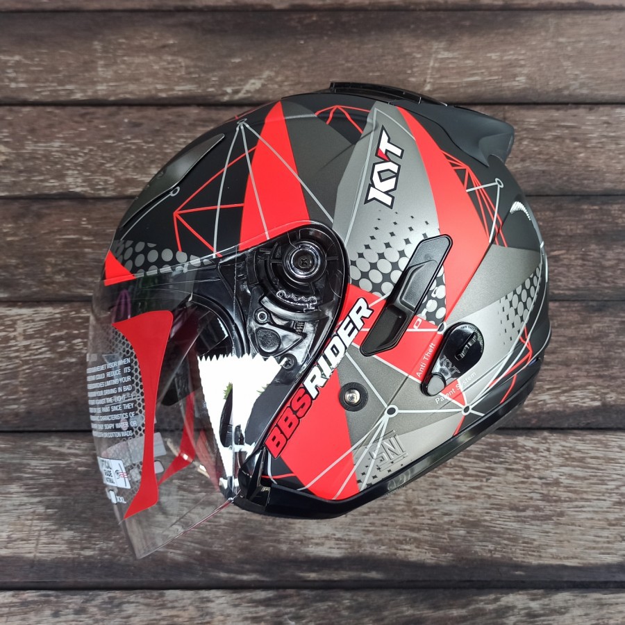 Helm KYT Galaxy Slide Motif #6 Matte black red / hitam doft merah