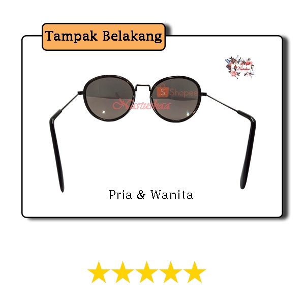 Kacamata oval vintage frame metal hitam sunglasses grand mirror kacamata gaya ANTI UV untuk pria dan wanita kekinian NO CASE