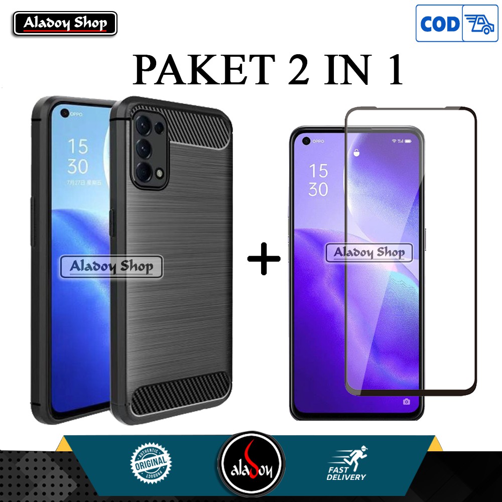 Paket Case Reno 5 Free Tempered Glass Casing Oppo Reno 5 Bonus Anti Gores Tempered Glass