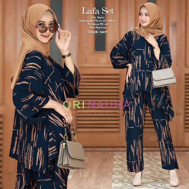 DASTER LENGAN PANJANG NEW ARRIVAL Setelan ONE SET Rayon Oversize CP Waka Kope Pecah Jumbo Fit XXXL-ST WAKA GARIS NAVY