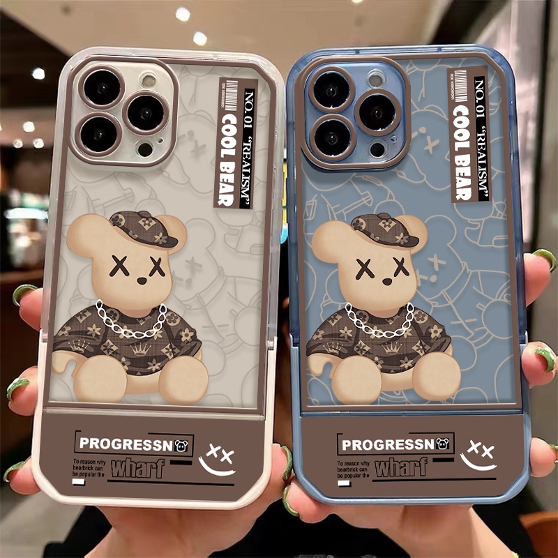 Case Transparan Motif Beruang Untuk IPhone X XS XR 11 12 13 Pro Max 6 6S 7 8 Plus