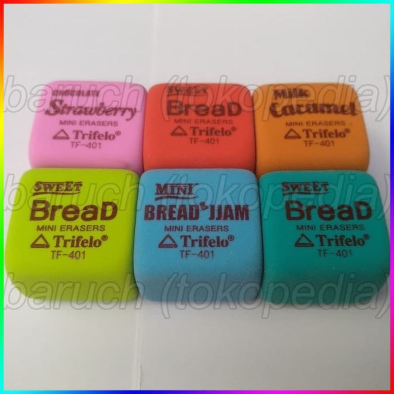 

penghapus pensil warna warni kecil lucu unik stip trifelo mini eraser