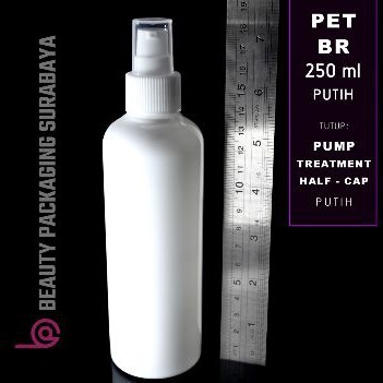 Botol Plastik PET 250ml BR Putih Tutup Pump Treatment HC Putih