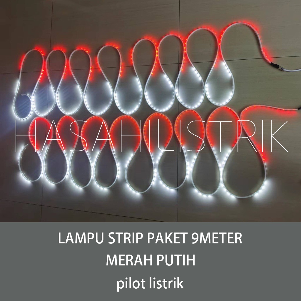 Lampu LED Strip Selang paket merah putih 3528 2835 220V + Adaptor 8M Outdoor Led Strip Agustus Lampu