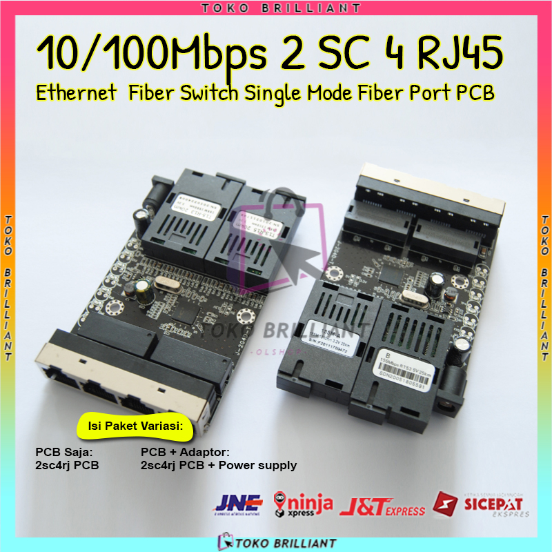 [BISA COD] 10/100Mbps 2 SC 4 RJ45 Ethernet Fiber Switch Single Mode Fiber Port PCB-0