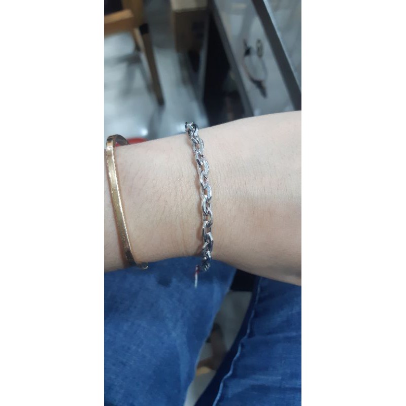 gelang rantai pyramid emas putih