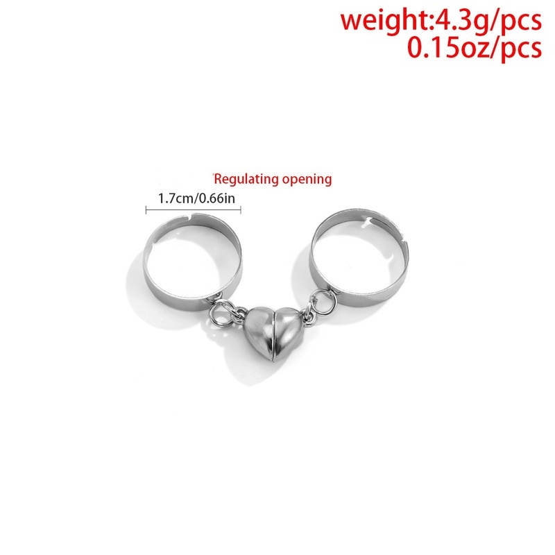 1 Pasang Cincin Magnet Model Terbuka Bahan Alloy Gaya Korea Minimalis Hip Hop Dapat Disesuaikan Untuk Unisex