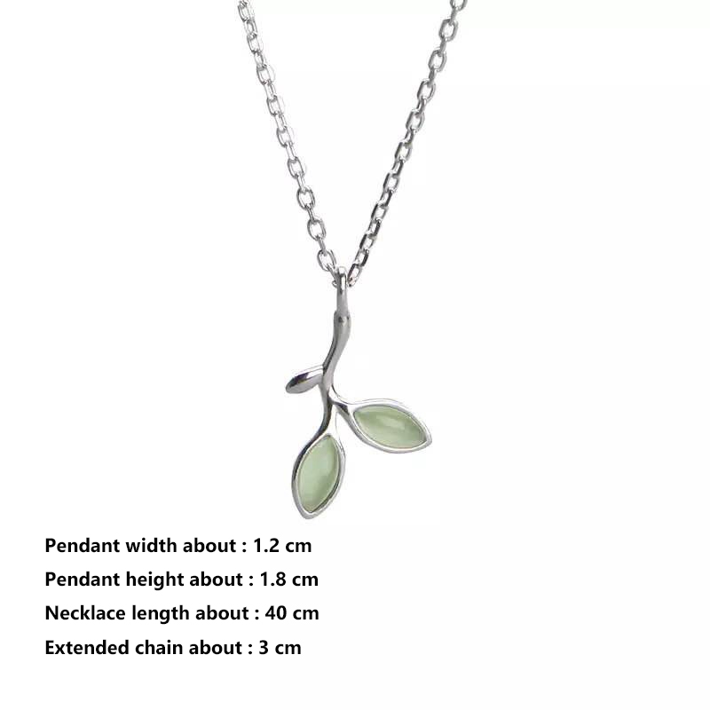 Kalung Liontin Necklace Green Crystal Silver Leaves Choker Necklaces Women Girls Jewelry Gifts