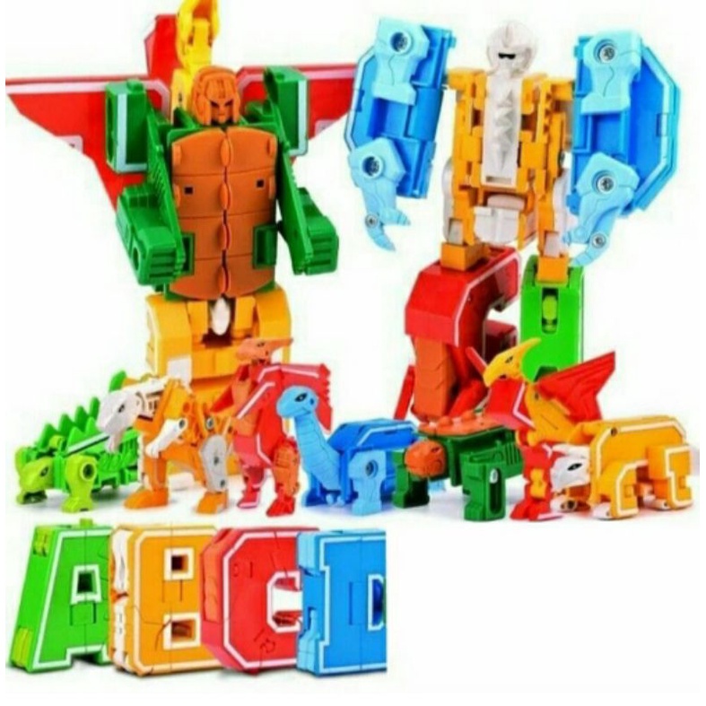 mainan robot huruf gabungan ABCD isi 4 PCS / robot huruf transformasi