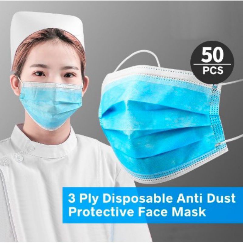 ( BOX ISI 50PCS ) MASKER 3PLY EARLOOP &amp; HEADLOOP