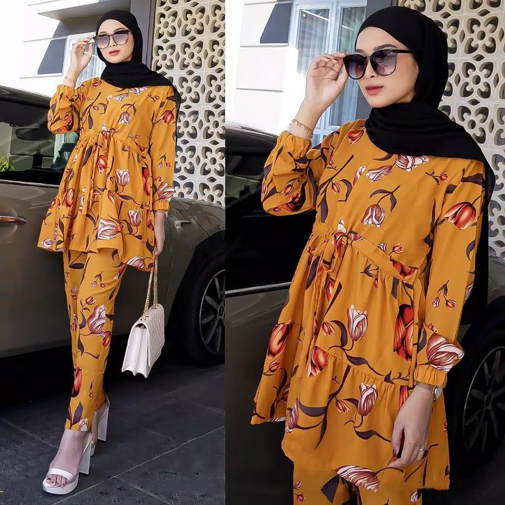 Musco Set STELAN MOTIF KATUN MONALISA TERLARIS Pakaian Muslim Pakaian Wanita