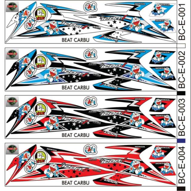 Striping variasi sticker motor lis asesoris Honda beat karbu lama 2007-2012 doraemon