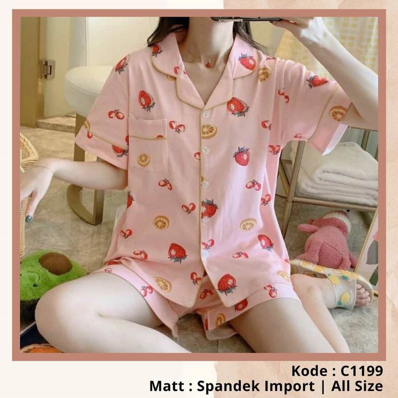 C1199 Baju  Tidur  Wanita  Piyama Import Buah Shopee 