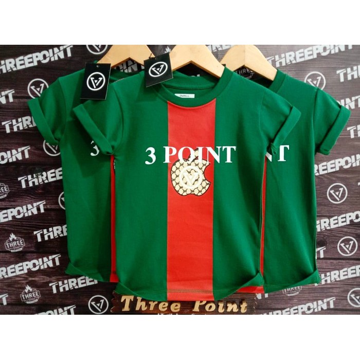 BAJU ANAK DISTRO GUCCI HIJAU BOTOL - S hijau botol cap