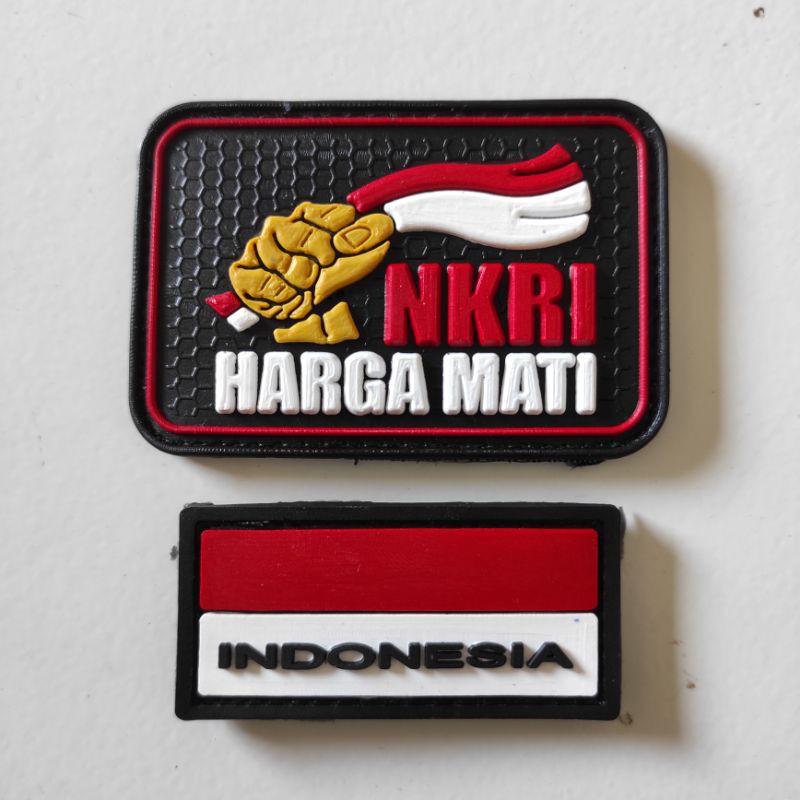 PATCH RUBBER SATU SET LOGO NKRI HARGA MATI+BENDERA KECIL/TEMPELAN EMBLEM KARET VELCRO