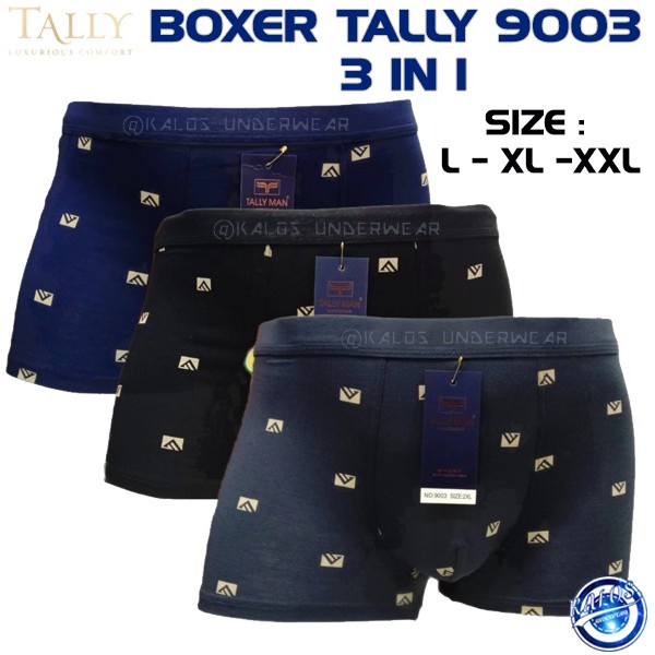 TALLY | CD CELANA DALAM BOXER COWOK PRIA 9003 | BAHAN KATUN PREMIUM | SIZE JUMBO L - XXL (HARGA PER PCS)