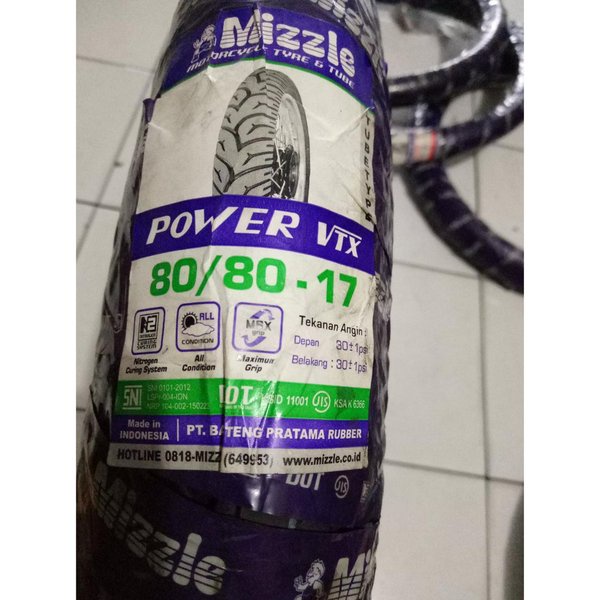 Paketan Ban MIZZLE 80/80-17 & 90/80-17 POWER VTX TUBETYPE & BAN DALAM