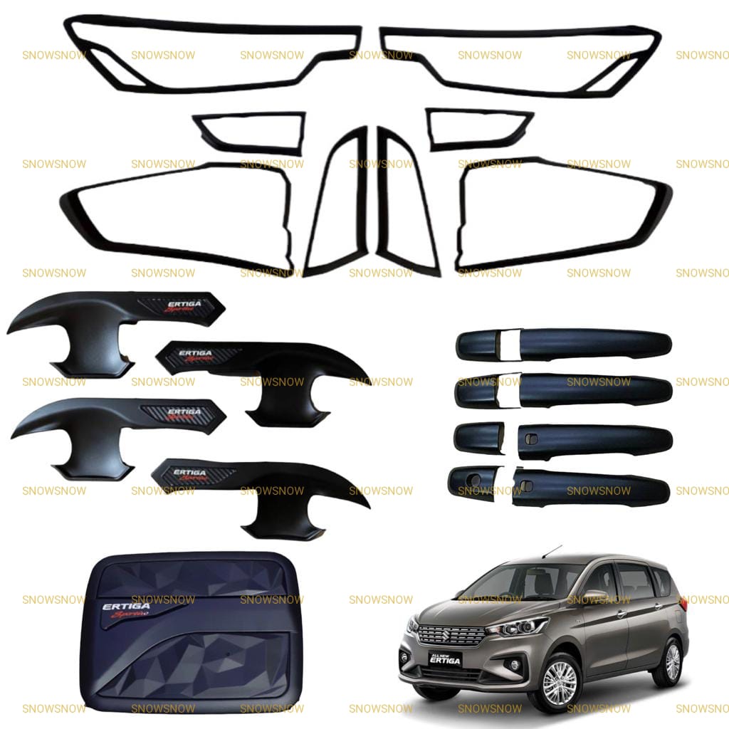 Paket Garnish Depan Belakang Outer Handle Tank Cover All New Ertiga 2018 2021 2022 UP Hitam Chrome