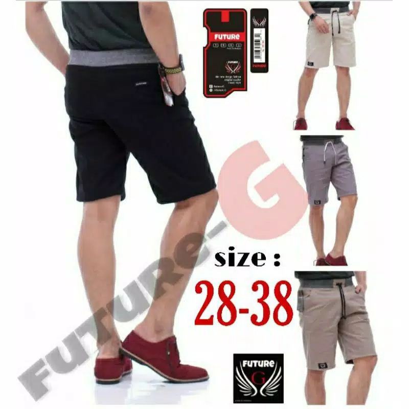 CELANA CHINOS PENDEK PRIA PINGGANG KARET
