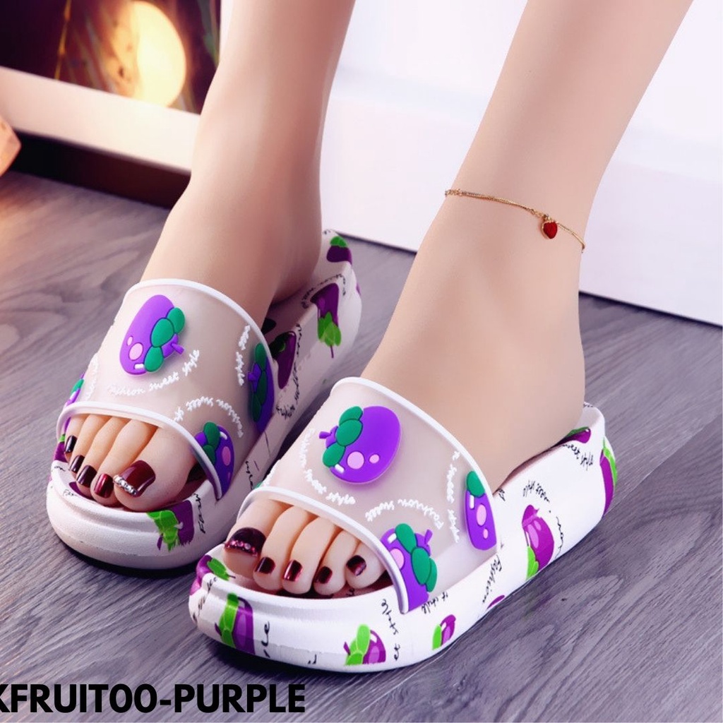 SANDAL WANITA MOTIF BUAH-BUAHAN CANTIK BAHAN RUBBER IMPORT MUDAH DICUCI FRUIT00