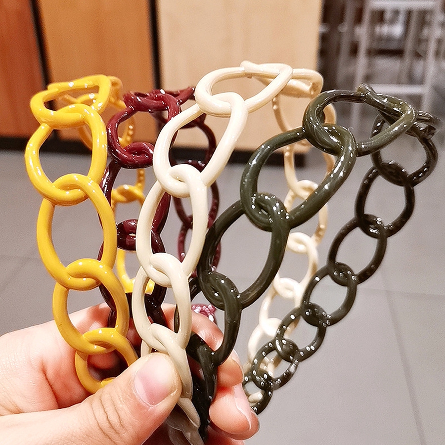 Bando Model Rantai Hollow Bahan Plastik Gaya Korea Untuk Wanita