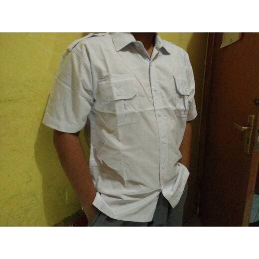 KEMEJA PUTIH PNS PRIA BAJU PDH COWOK - PUTIH, S
