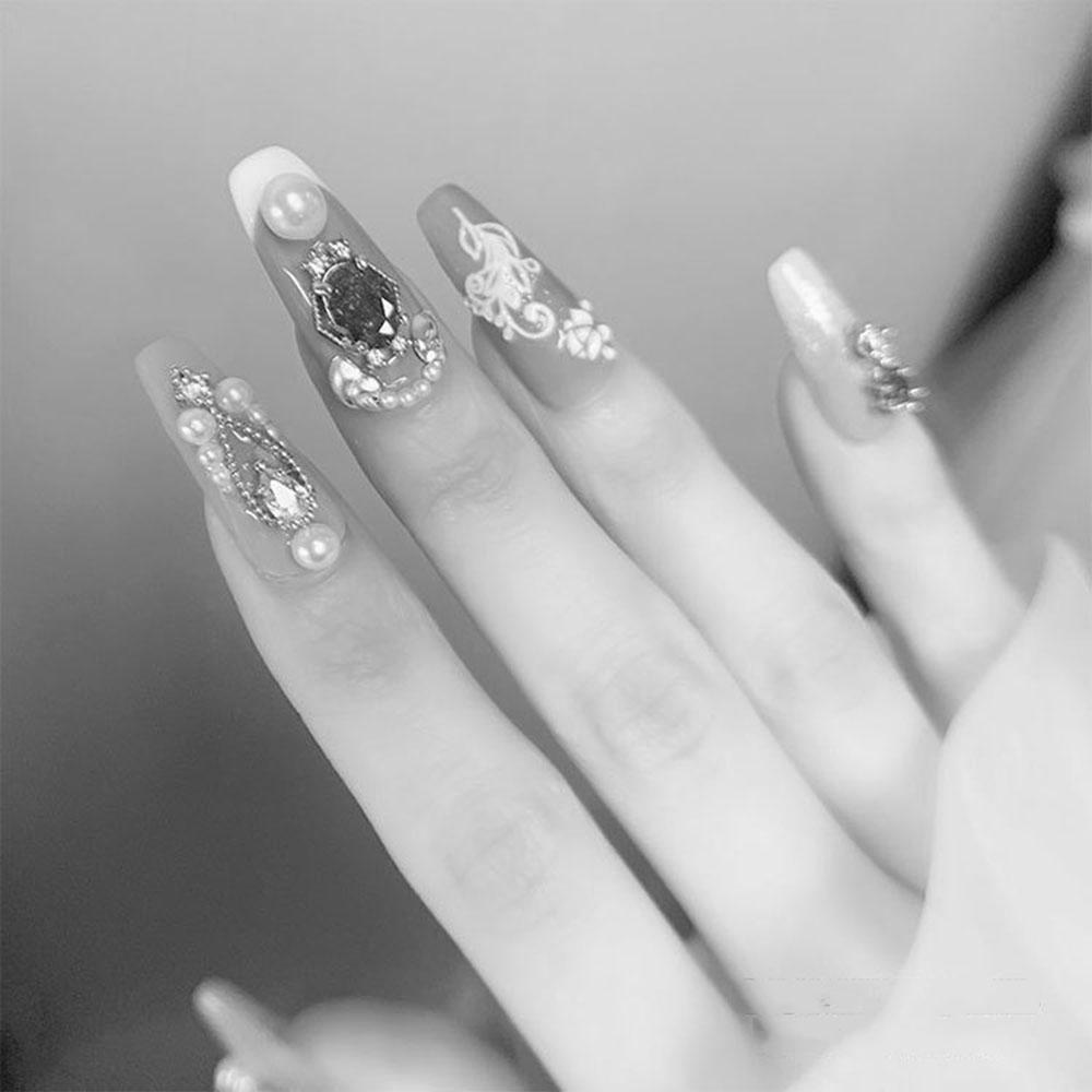 Agustina Nail Art Perhiasan 1PCS Bunga Kristal Zirkon Rantai Kuku Rhinestones