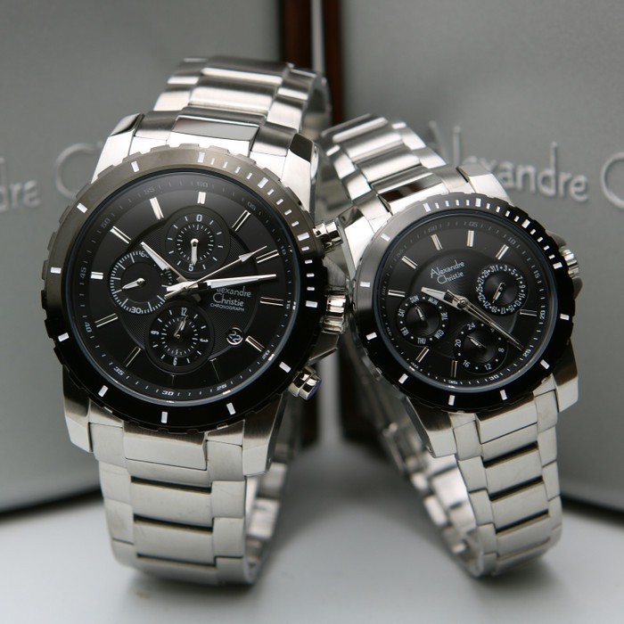 ORIGINAL Jam Tangan Couple Alexandre Christie Stainles AC 6141 / AC6141 / 6141 Garansi Resmi 1 Tahun