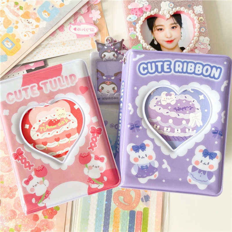 Kawaii Cake Bear 3inch Mini Album Foto Tempat Photocard Buku Penyimpanan Kartu Idol