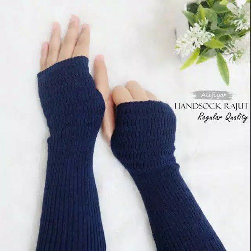 MANSET TANGAN JEMPOL POLOS - handshok handshock rajut wanita deker hijab