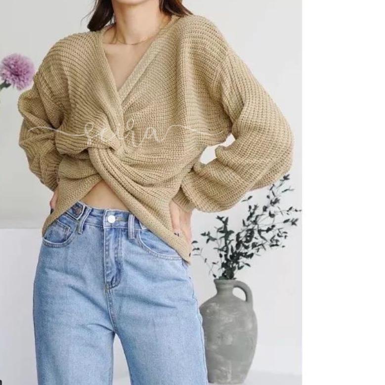 [BISA ] Moluna Knitted Sweater / Oslo Sweater / Cardigan Rajut / Cardigan Silang / Olso Baju Cardy S