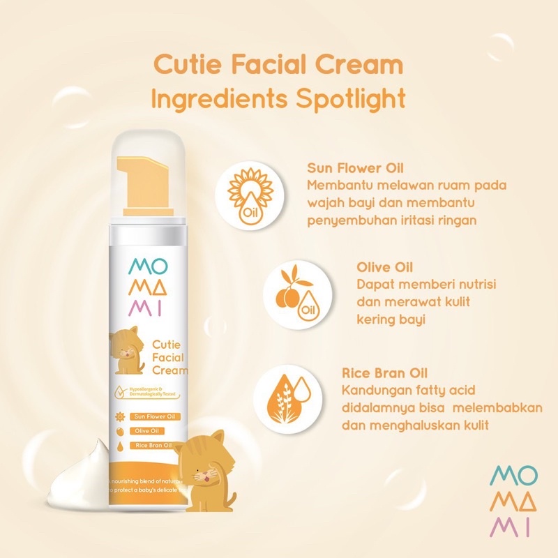 Momami Cutie Facial Cream 50gr Krim Pelembab Wajah Bayi