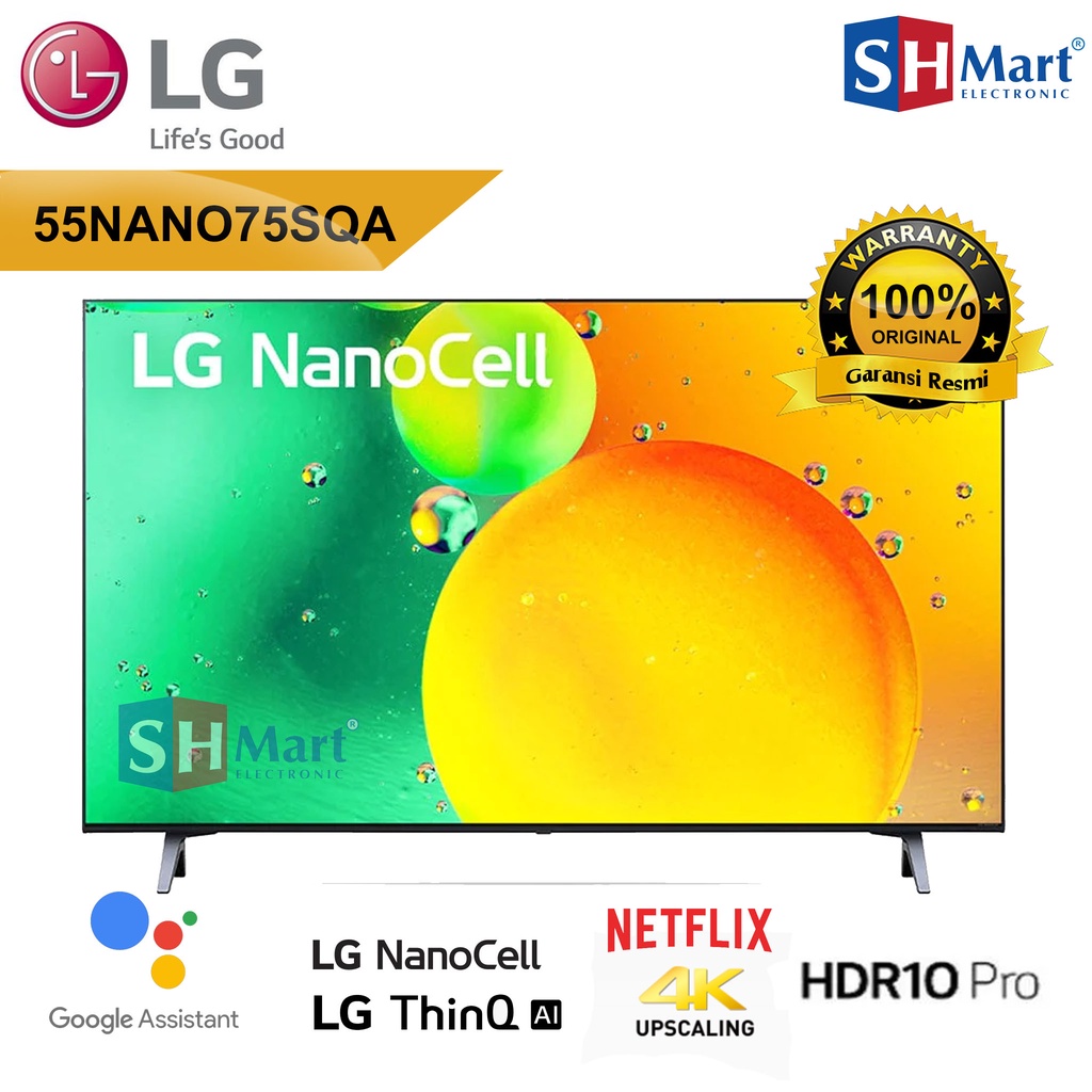 SMART TV LG 55 INCH 55NANO75 UHD 4K HDR NANO CELL TV 55NANO75SQA NEW 2022 GARANSI RESMI (MEDAN)