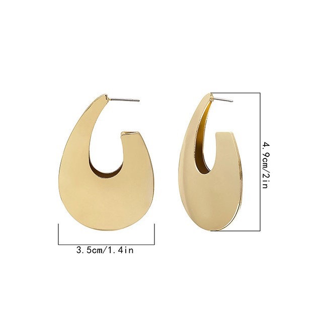 LRC Anting Tusuk Fashion Gold Geometric Drop-shaped Elbow Earrings D19429