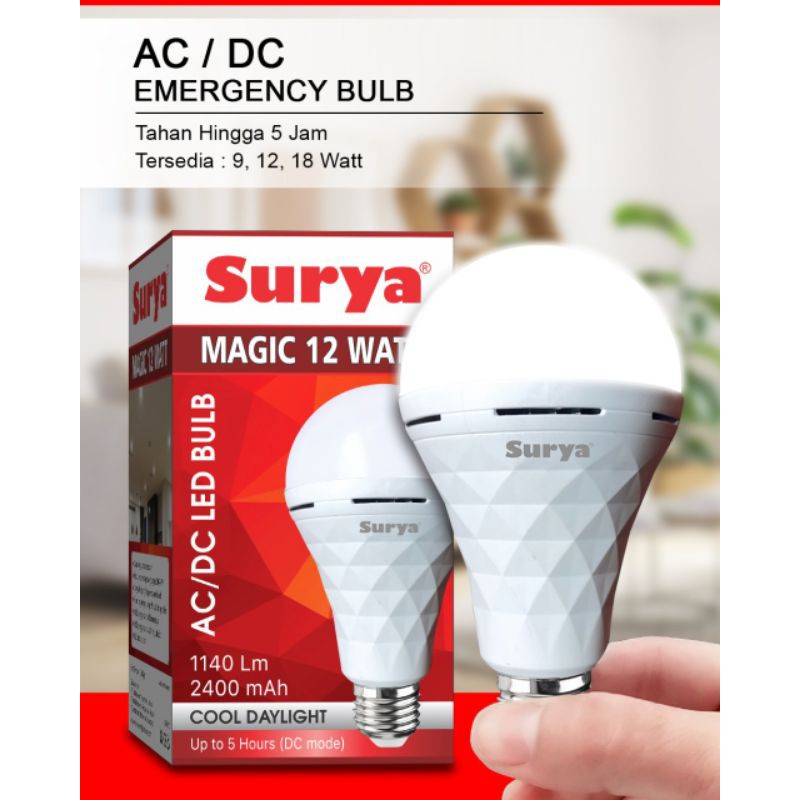 Lampu LED Emergency Surya Magic tahan 5 jam