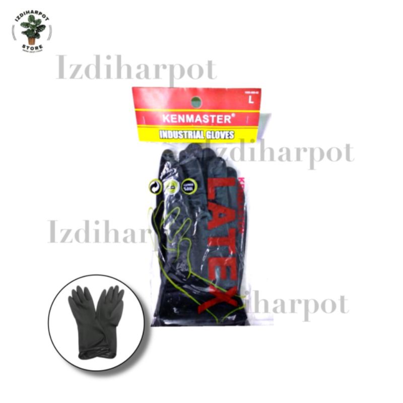 sarung tangan karet latex hand gloves untuk berkebun - KENMASTER HITAM