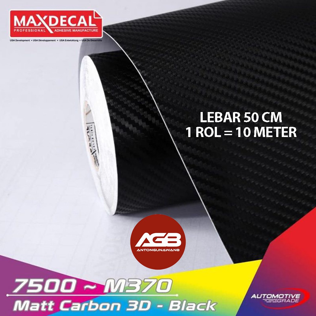 [ROLL] Sticker MAXDECAL 7500 CARBON 3D HITAM DOFF Skotlet Karbon