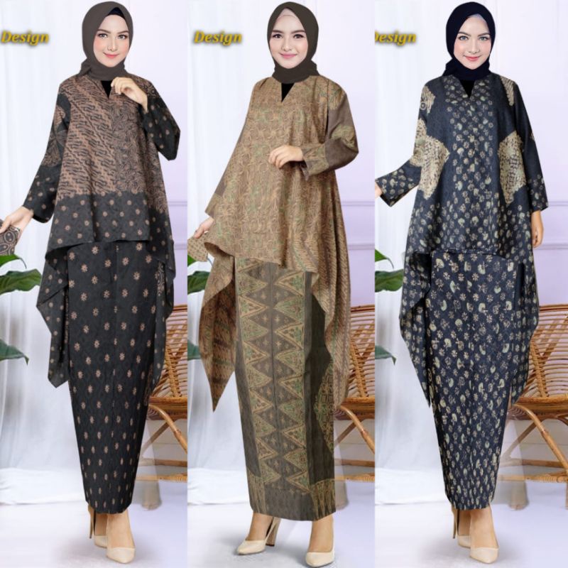 SETELAN PAKAIAN ATASAN WANITA BAWAHAN ROK SET BATIK PESTA WISUDA SETELAN BATIK WANITA -  ROK + BLOUS